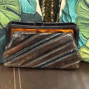 Vintage  Brown Snakeskin Clutch